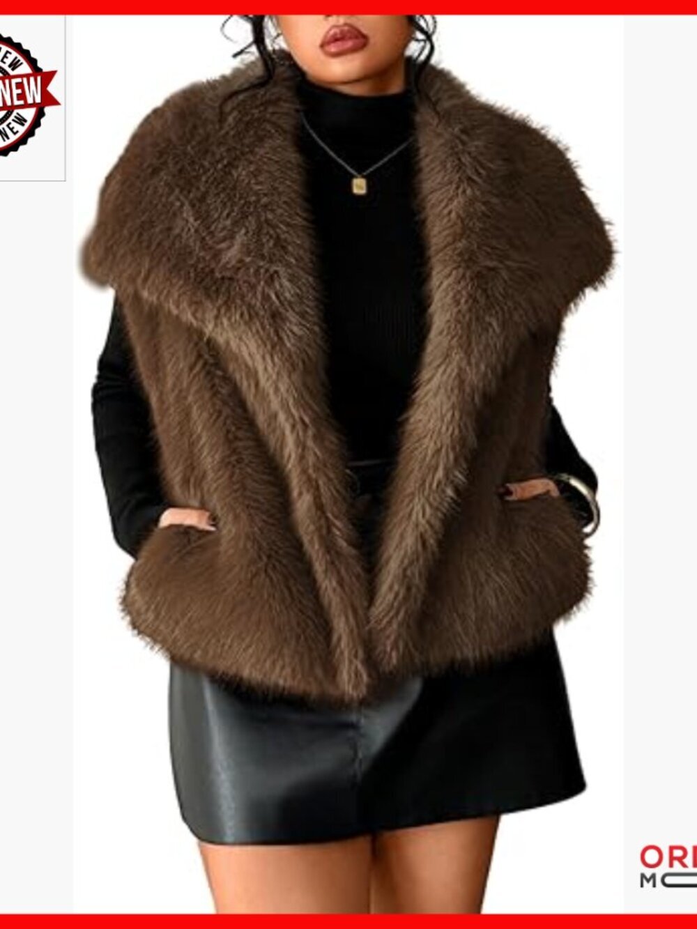 Plus Size Faux Fur Vest Sleeveless Winter Outerwear with Pockets